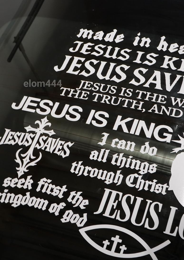 20 pc Jesus Theme Faith Decals, Christian Vinyl Sticker Set, Bible Verse Car Stickers with Jesus is King, Loves You, Cross, Angel, All Things with Christ