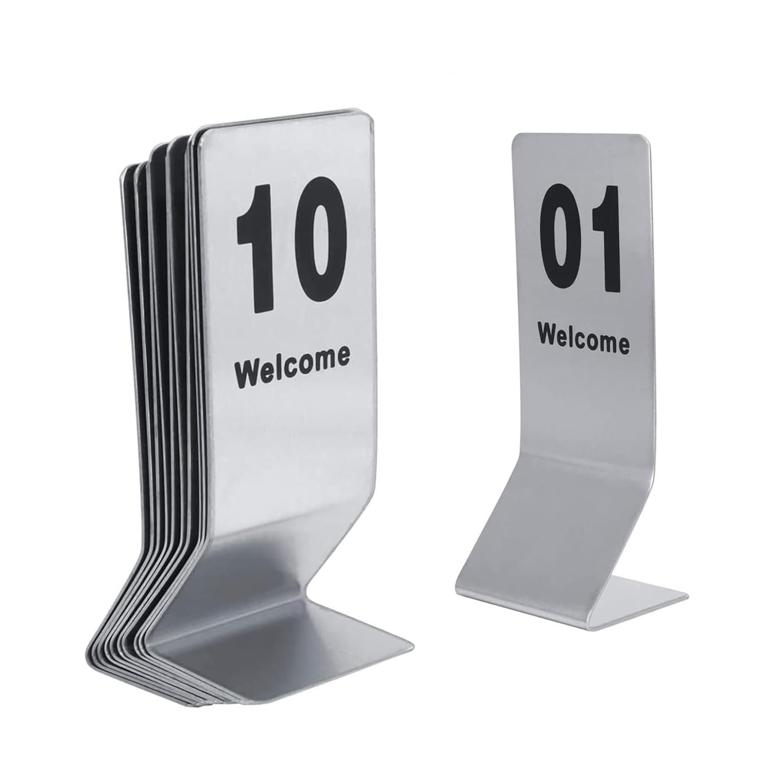 Table Numbers Edelstahl Tischnummern Hochzeit Sitzplan Tischkarten 1-10/20/30 Sitzplan Hochzeit, Tischnummern Nummernschilder, Doppelseitige Zahlen, Stapelbare Tischnummernschilder(1-10)