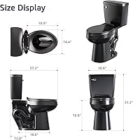 Vista 7 de ELLAI Inodoros Alargados de Dos Piezas ADA Altura Cómoda 16.5" Descarga Individual Potente 1.28 GPF 12" Rough In con Palanca de Descarga Lateral