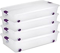 Vista 1 de Sterilite ClearView Latch - Caja de almacenamiento con ruedas para debajo de la cama, contenedor apilable con tapa, contenedor de plástico