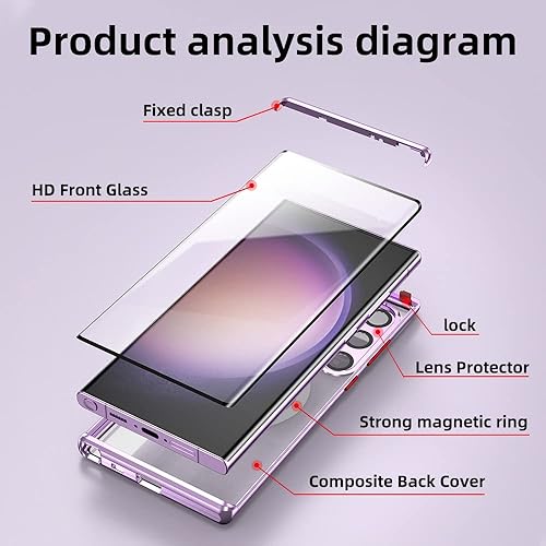 Miniatura 4 de Funda para Samsung Galaxy S23 Ultra, protección de 360 grados compatible con Magsafe contraportada + protector de pantalla + absorción magnética