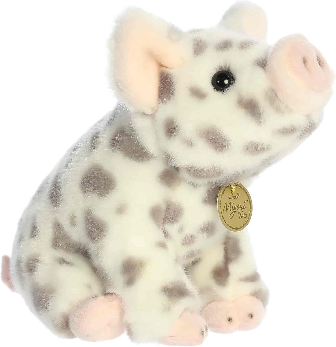 Aurora Miyoni Tots 8.5" Seated Spotted Piglet Adorable Stuffed Animal | Lifelike baby animal details with innocent expressive features