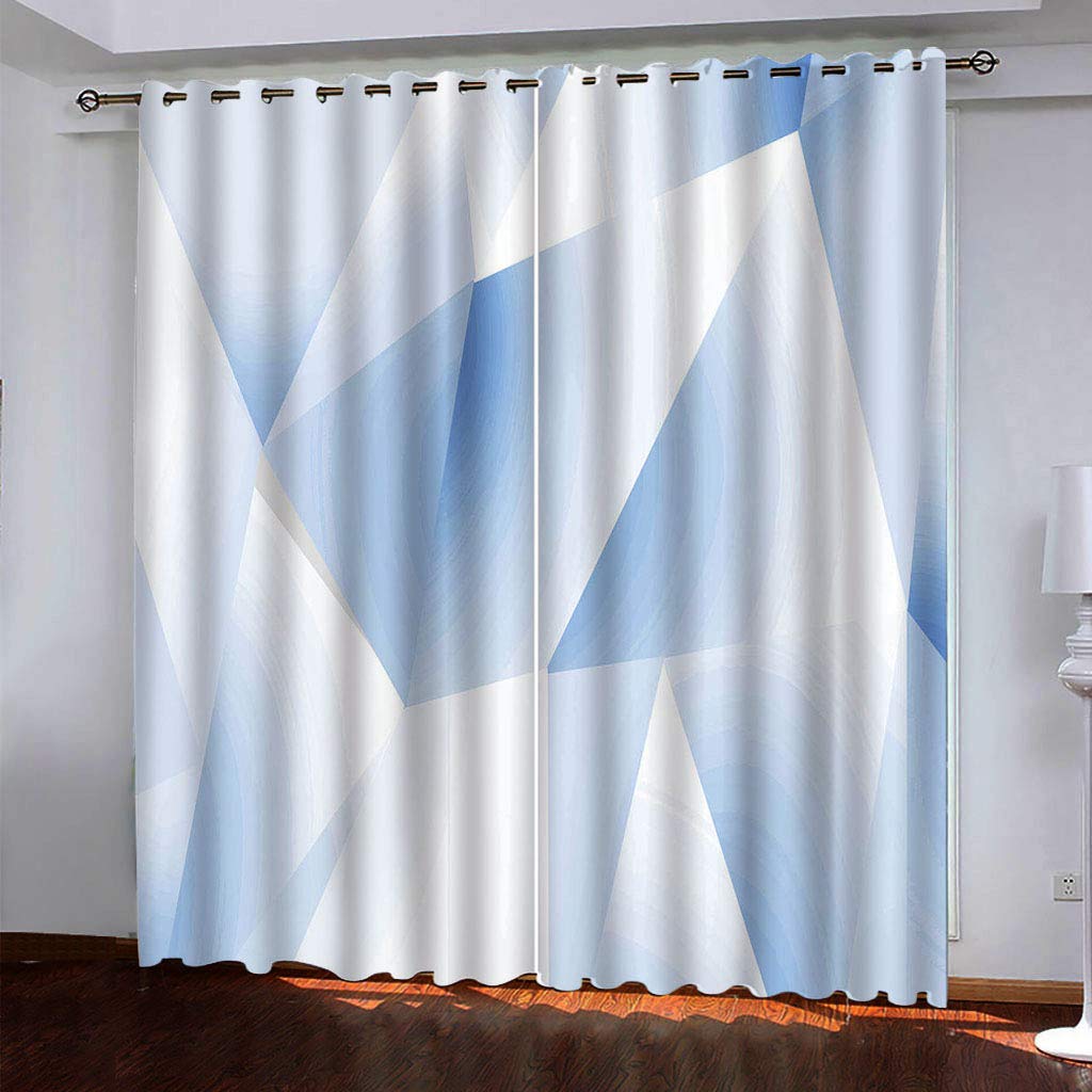 Maynuo Girls Blue Curtains For Bedroom 3D Simplified Geometry Eyelet Top Curtain For 62X78inch Kids Window Treatments For Home Decoration Thermal