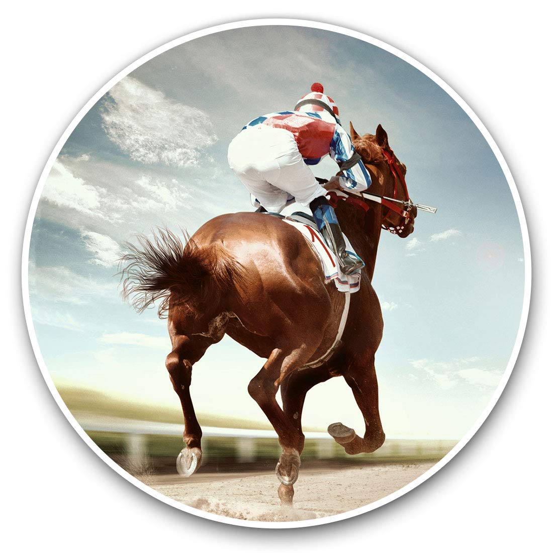 Destination Vinyl Ltd Horse Racing Equestrian Jockey 13263 Vinyl Stickers (Set Of 2) 10Cm - Horse Racing Equestrian Jockey Decals For Laptops,Tablets,Luggage,Scrap Booking,Fridges, 13263