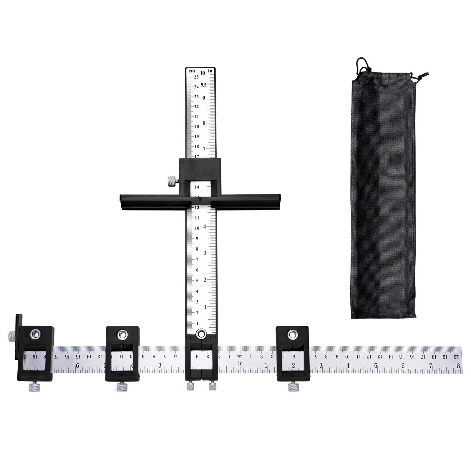 Sunnynest Black Punch Locator Cabinet Hardware Jig, Adjustable Drill Positioning Ruler & Template For Installing Handles, Knobs And Drawer Pulls On Cabinets, Doors & Furniture
