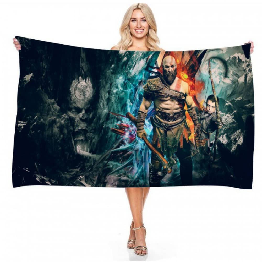 Serviette De Plage Enfant God Of War – 90x180 Cm, Microfibre, Motif 3D, Idéale Pour Piscine, Plage Et Voyage