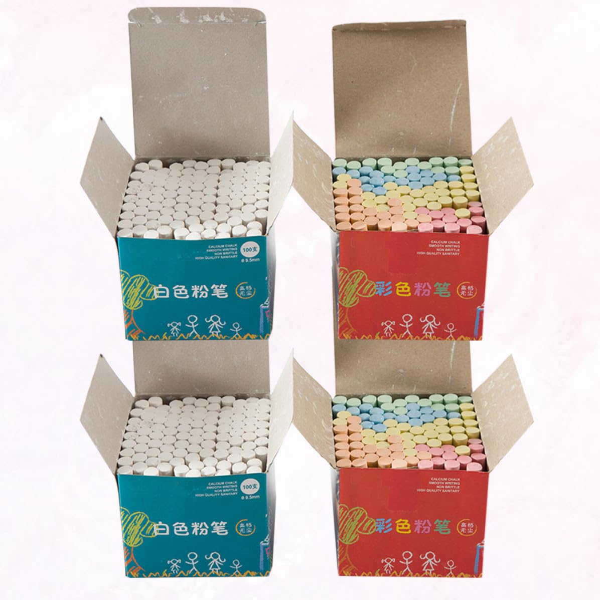 4 Cajas Tizas de Yeso sin Polvo para Pizarra Clara, Ligeras y Prácticas para Escritura y Pintura en Material Escolar para Profesores