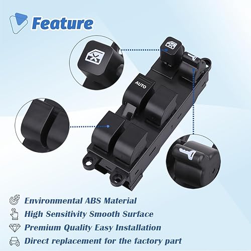 Miniatura 5 de AiYiGu Master Window Switch Door Power Control Button Front Left Driver Side Compatible with Nissan AltimaSentraFrontierXterra 2000-2004, Subaru