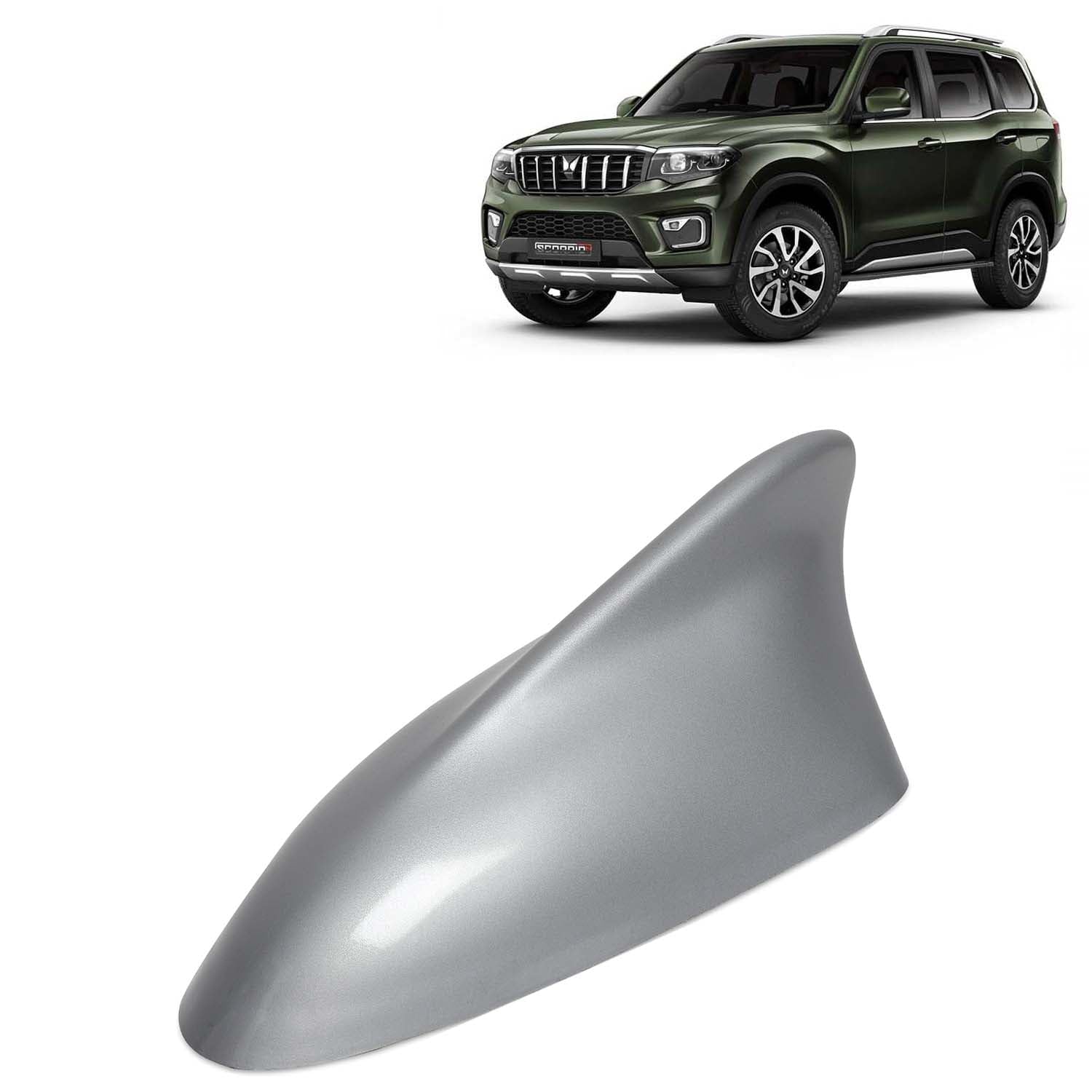 KINGSWAY Accessories Shark Fin Car Antenna Universal Size and Compatible with Mahindra Scorpio N Year 2022 Onwards, Car Radio FM AM, DIY Easy Replacement Original Car Antenna, 1 Piece, Silver Color