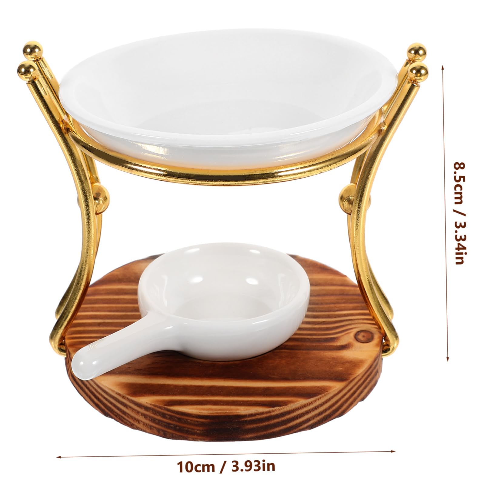 Quemador de Velas de Cerámica para Té con Base de Madera y Hierro, Quemador de Cera y Aceites Esenciales para Aromaterapia Hogar