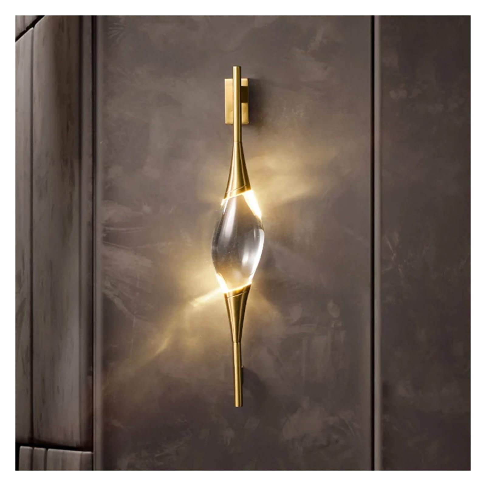 JKJZSALJ Postmodern Crystal Wall Lamp Copper Body Bedside Staircase Table Lamp Brass Foyer Dining Room Wall Lamps,Gold-L25Cm,Gold-L25cm