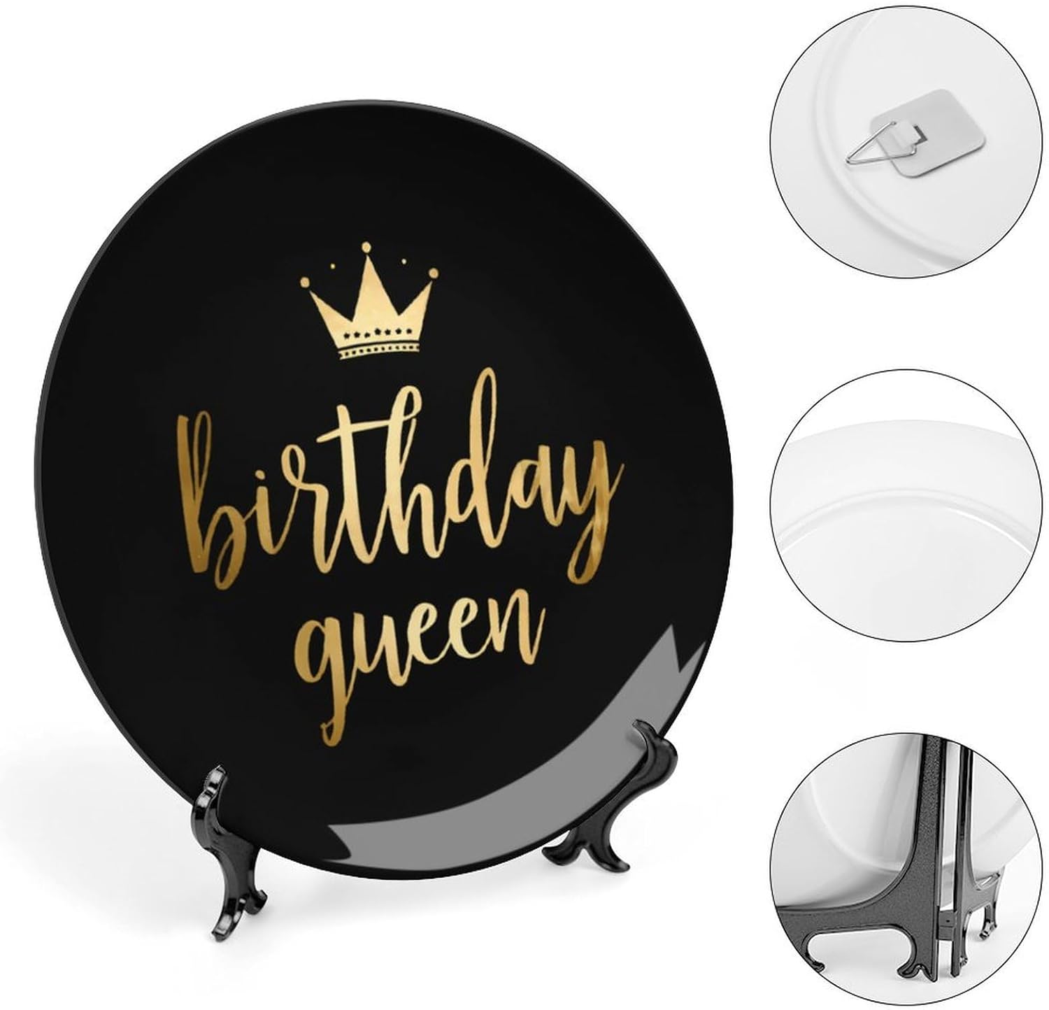 Birthday Party Queen Decorative Plates Ceramic Bone China with Stand for Kitchen Party Coffee Table Decor Art