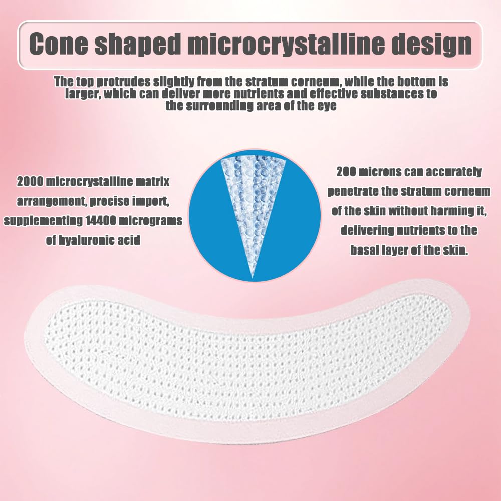 Microneedling Patches 4 pary, mikroneedling Eye Patches przeciw workom pod oczami i zmarszczkom, hialuronowe mikro-igłowanie, płatki pod oczy redukują cienie pod oczami, zmarszczki na czole i