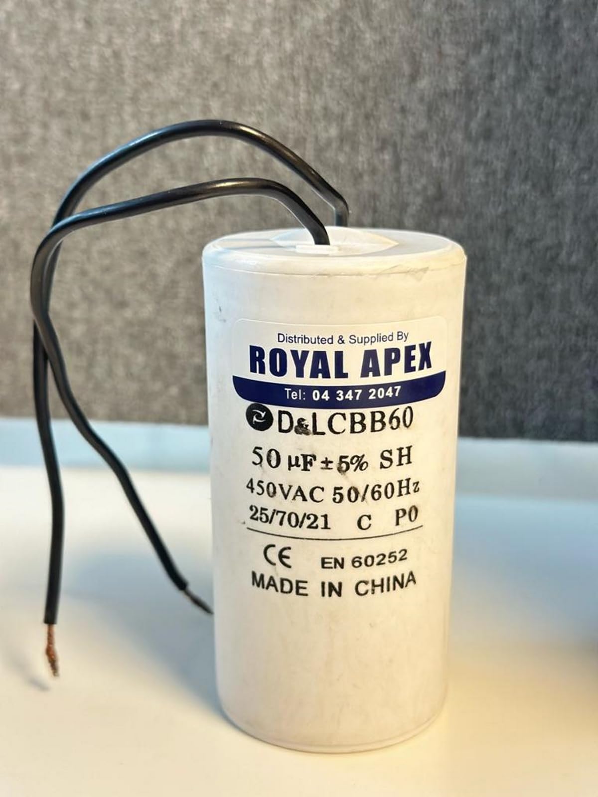 Wired PVC Round Capacitor With CE EN60252 Standards (WIRED 50MFD (50µF))
