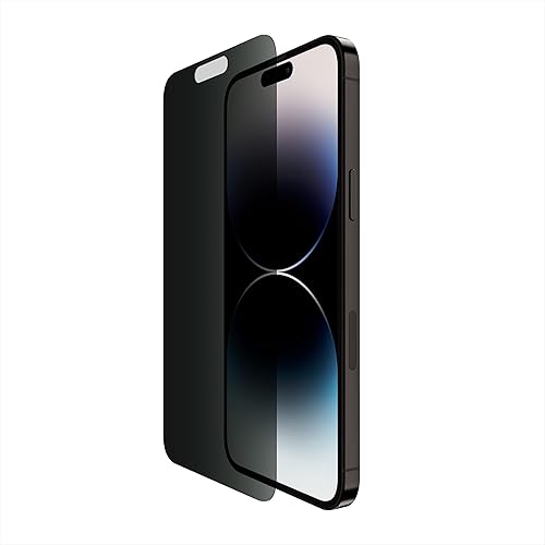 Belkin ScreenForce TemperedGlass Privacy Screen Protector for iPhone 14 Pro Max - Treated Surface with Anti-Fingerprint Coating and Included Easy Align Tray for Bubble-Free Application
