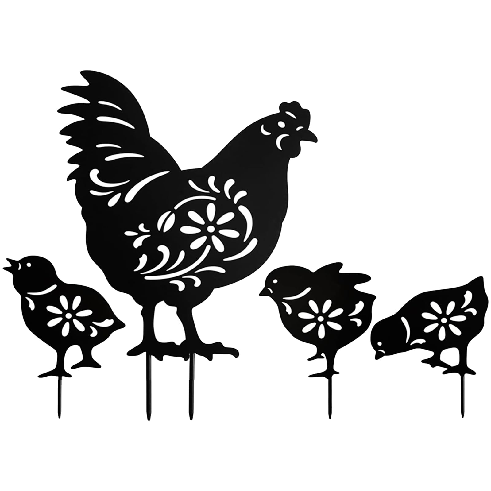 Hredyqw 4Pcs Acrylic Chicken Garden Stakes Weatherproof Yard Art Sculptures for Patio, & Flowerbed Decoration Yard Stakes