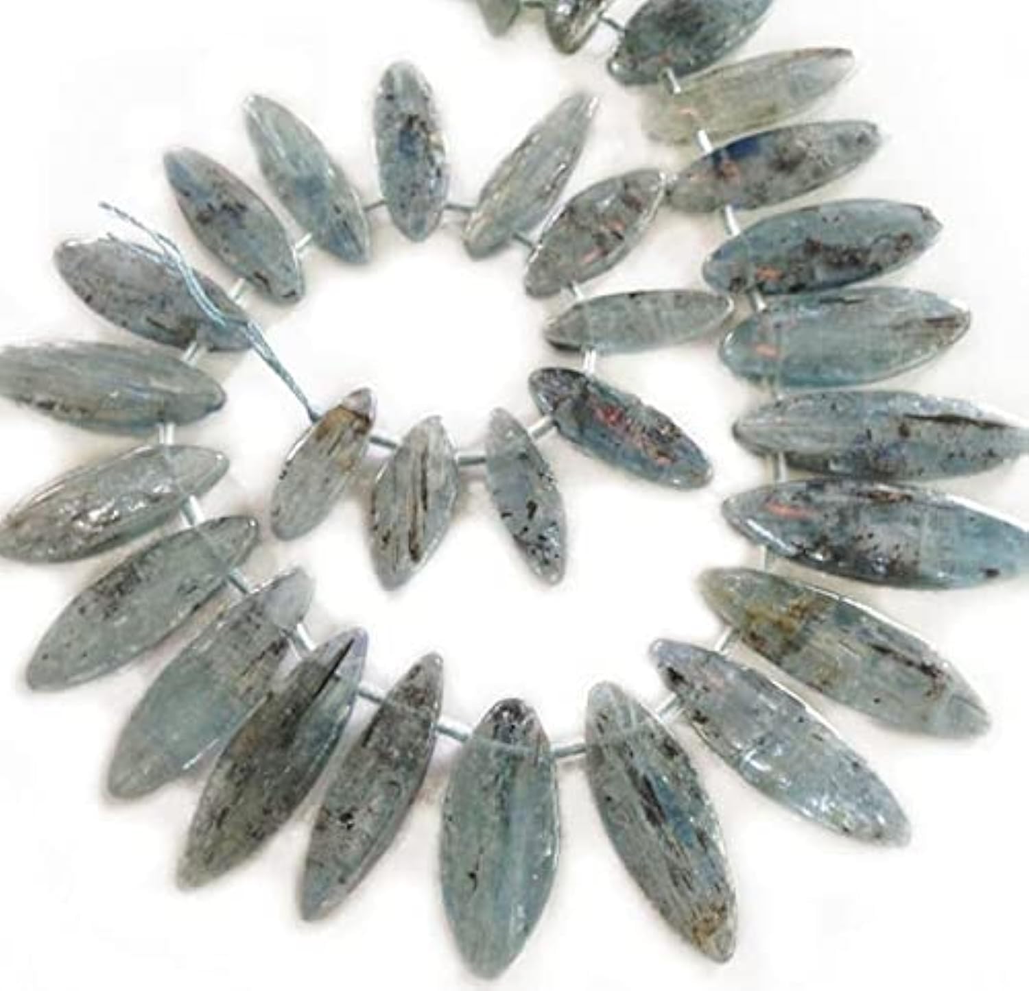 Kyanite naturelle perle marquise percée pour collier et bracelet DIY