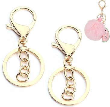 GBSTORE 10 Pcs Key Chain Ring Open Jump Rings with Lobster Clasps and Extension Chain,Key Hook Key Ring Loop for Jewelry Making Finding DIY Key Chains Accessories Gold
