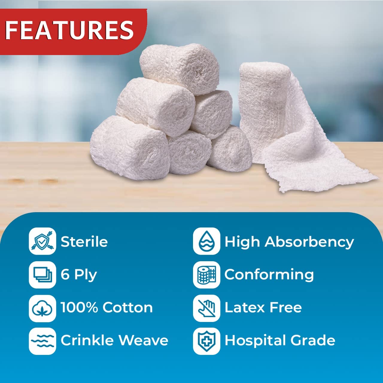 12 Sterile Cotton Gauze Rolls, -6 ply- 4 Inches X 12 feet -Extra Absorbency Medical Grade Wound Care Dressing — Amazon image 5