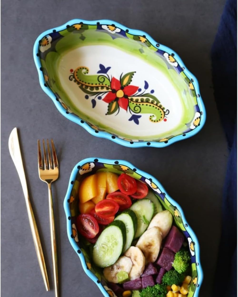 Howorr 食器 パーティー 休日 用 穀物 スープ サラダ パスタ,手描き