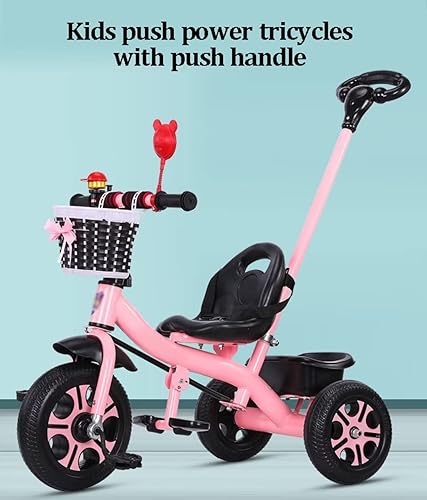 Miniatura 2 de Triciclo para niños pequeños con mango desmontable para padres, triciclo para niños con reposapiés plegable, estable de 3 ruedas para niños y niñas