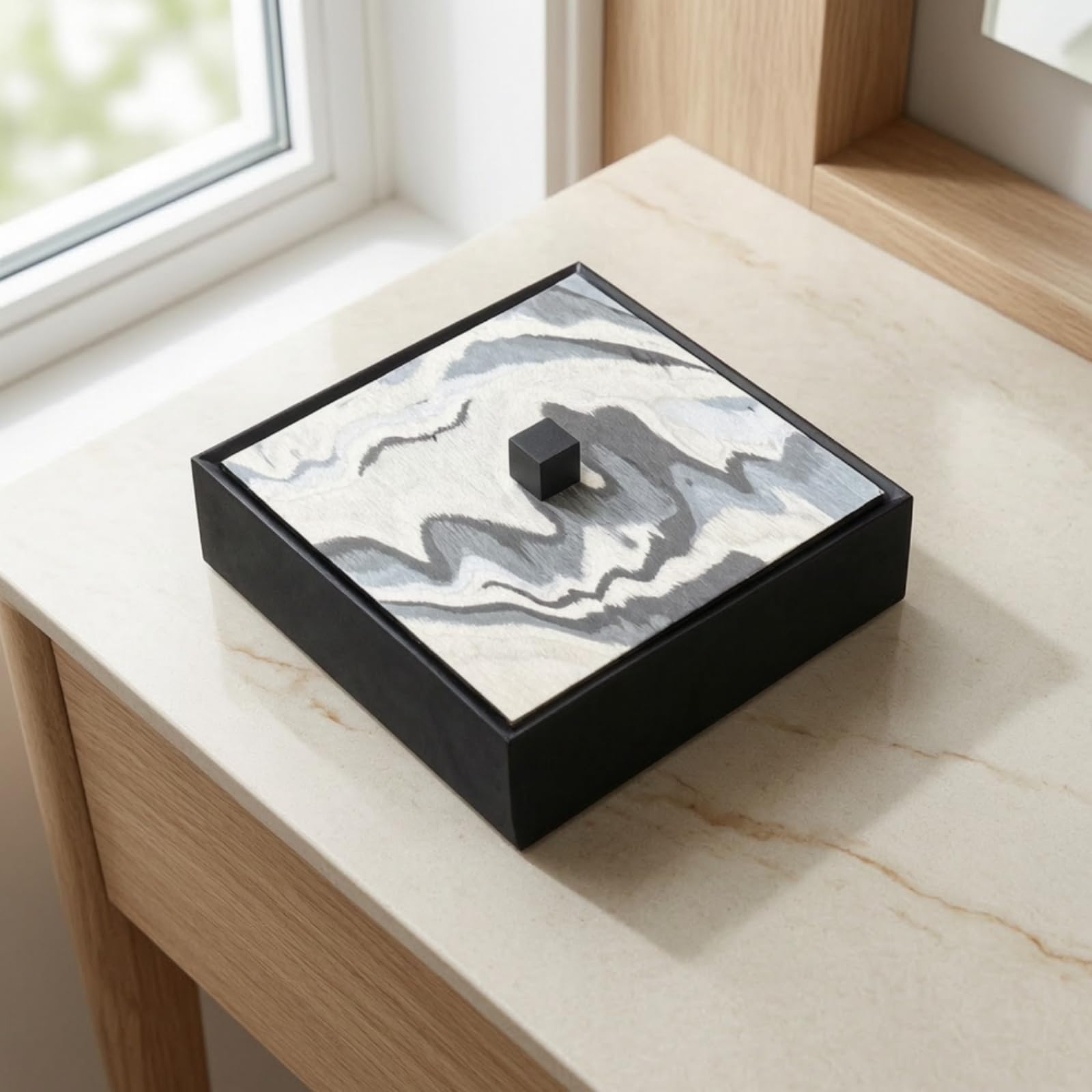 Caja con Cuadrado Compacta Caja Almacenamiento Escritorio Resisn Organizador para Dormitorio, Oro