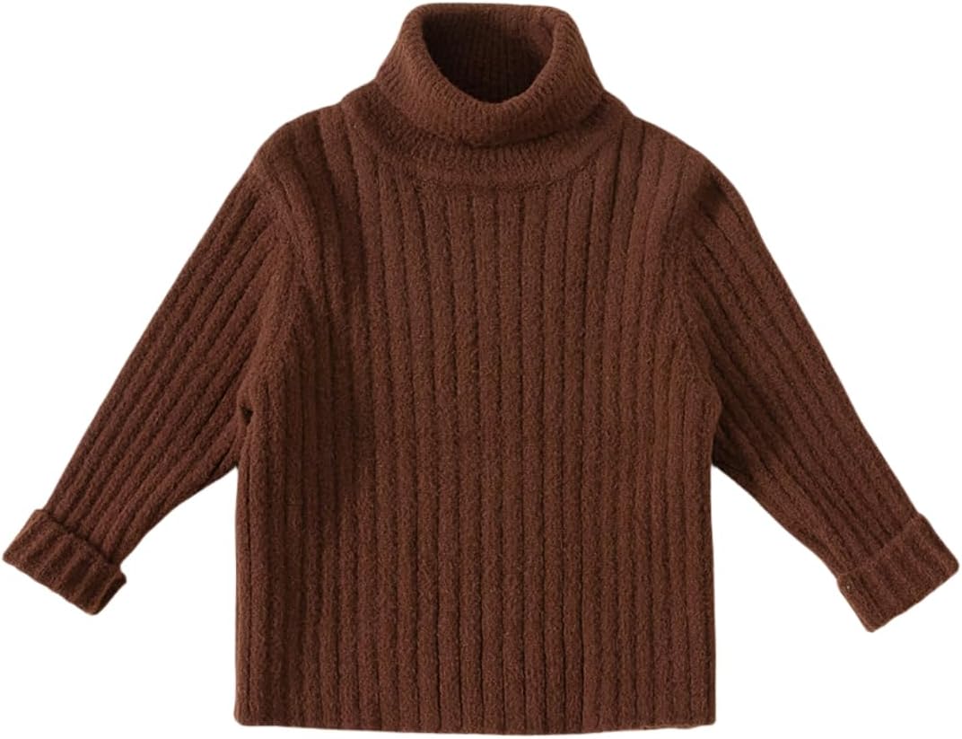 Girls Turtleneck Sweaters Kids Long Sleeve Chunky Knit Pullover Sweater Tops