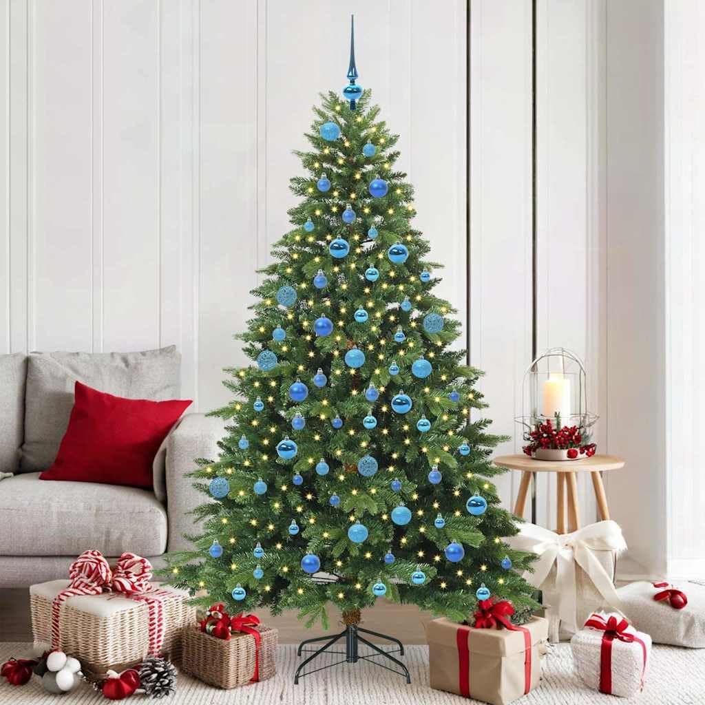 Sapin de Noël artificiel vert 180 cm 300 LED PE/PVC Support pliable pour intérieur et extérieur Décoration d'arbre de Noël