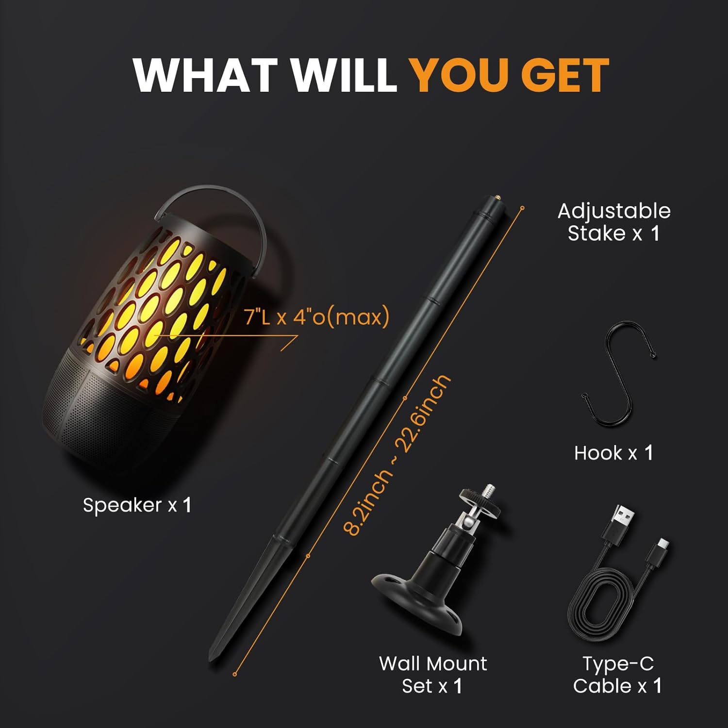 Outdoor Bluetooth Speaker with Flame Lights with IPX6 Waterpoof,10W HD Stereo Sound, Bluetooth 5.3 Led Flame Speaker,Gifts for Men Women, Decorations for Party Garden Patio