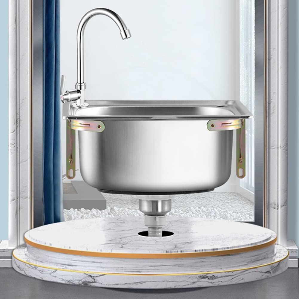 Fregadero De Acero Inoxidable De Una Cubeta Para Lavar Con Grifo De Cuello De Cisne - Lavamanos De Montaje En Pared Para Restaurante, Cocina Y Hogar - Fregadero De Cocina ( Color : Silver , Tamaño : 3