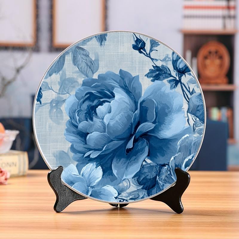 Amazon.com: DNOVING Classic Blue Roses 10 Inch Decorative Ceramic