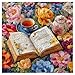 Larkipuzz Books 1000 Piece Jigsaw Puzzle for Adults, Quilted Book Tea Cup Teapot Puzzle, Colorful Floral Garden Theme for Plant Lovers