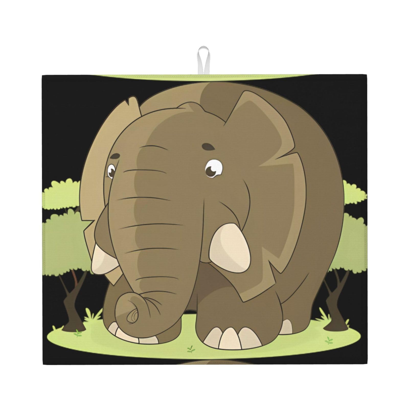 YYHWHJDE Cute Cartoon Elephant Prints Kitchen Drying Mat - Absorbent Dish Drying Throw with Vibrant Prints, Quick-Dry Countertop Layer for Dishes & Appliances - Non-Slip & Foldable