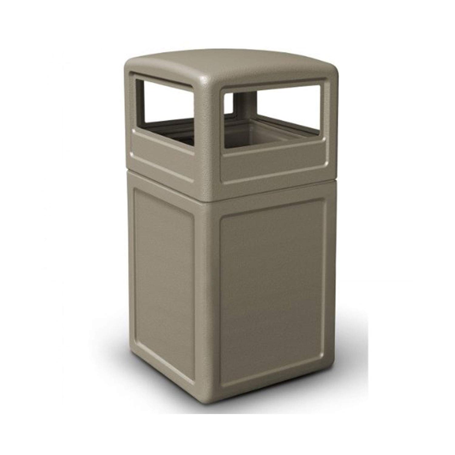 PolyTec 42 Gallon Square Waste Container with Dome Lid Color: Beige