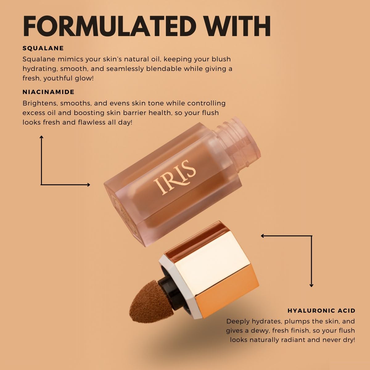 IRIS COSMETICS - Pincel de contorno líquido y difuminador, She's Toasted