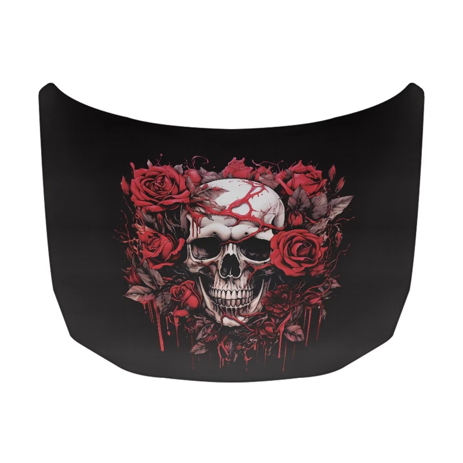 Car Hood Cover, Car Hood Wrap Blanket Stretchable Waterproof Skull and Rose Automotive Outdoor Decorations for Compact SUV Sedans Trucks (59×39 Inch)