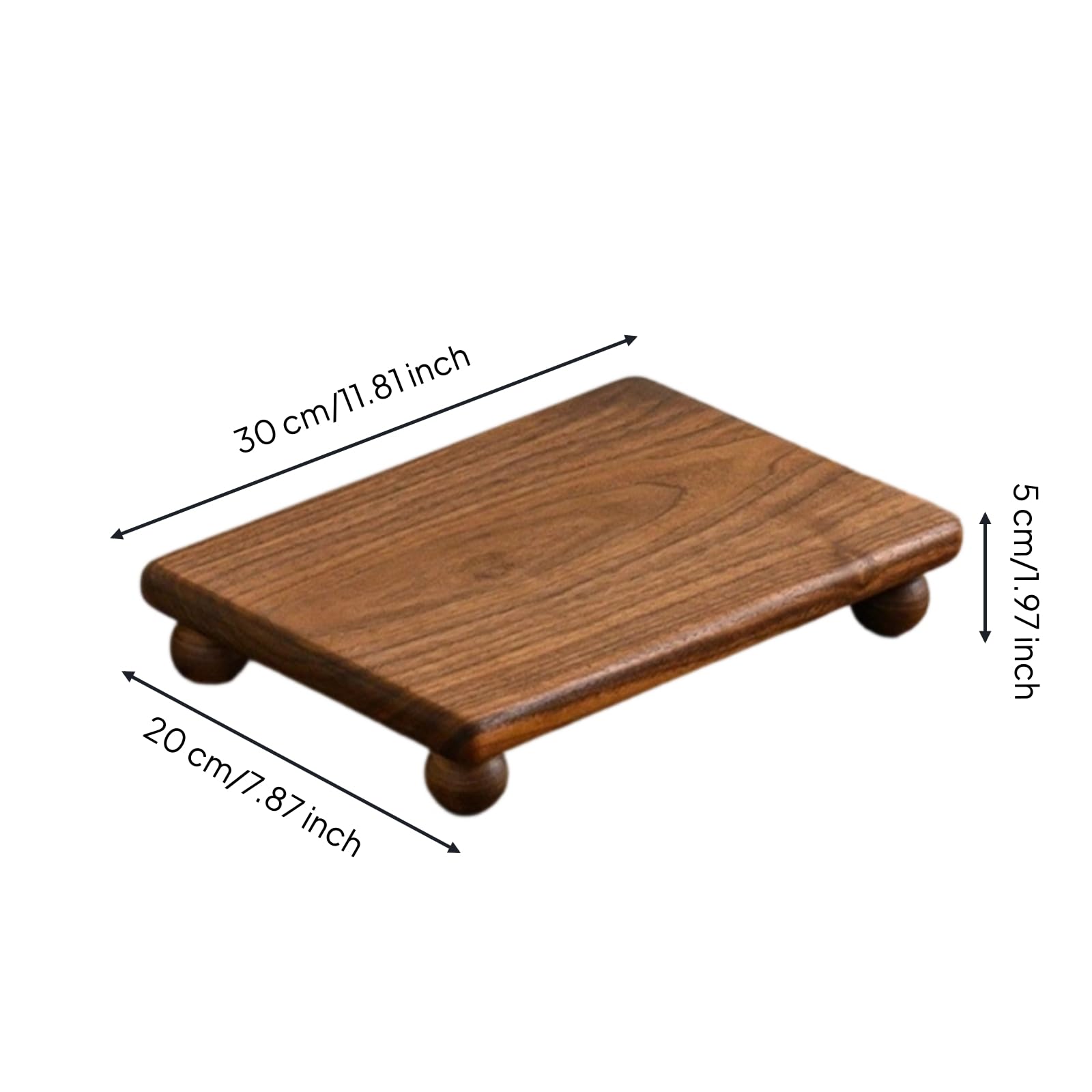 Rialzo da Scrivania con Piedini in Legno Massello Alzatina Salvaspazio Supporto per Ufficio, Studio, Nero Noce, 30 20 5 Cm