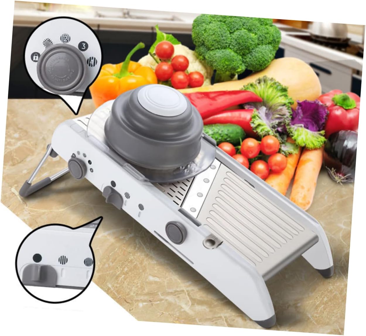 Cabilock Stainless Steel Vegetable Chopper Electric Vegetable Slicer Swift Grater Cheese Cutting Machine Dicer Chopper Interchangeable Ultra Barrel Drums
