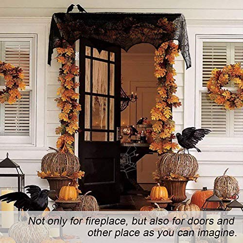 image for T-Antrix Halloween Decoration Black Lace Spiderweb Fireplace Mantle Sc