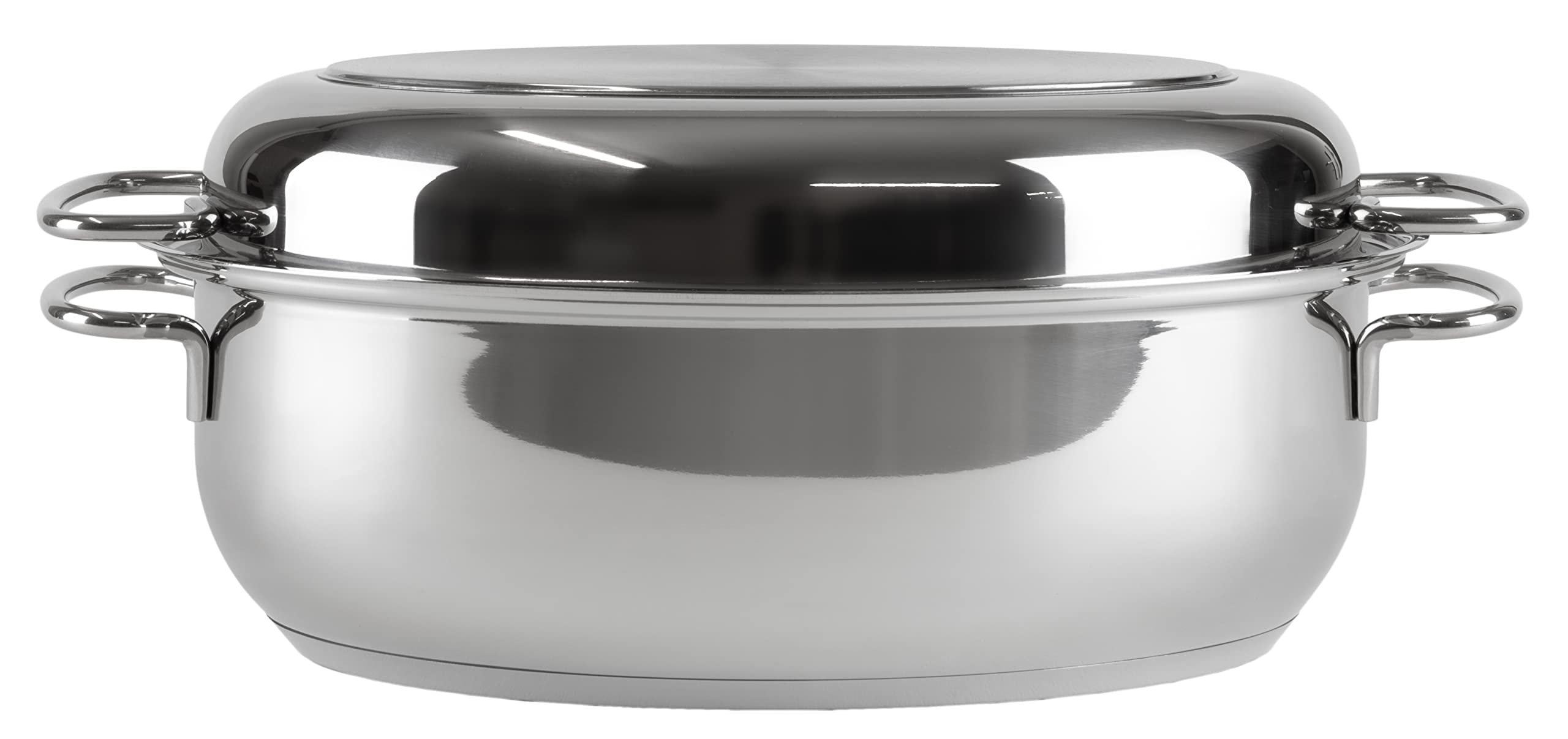 HWD Töpfe Pfannen Bräter mit Deckel für Induktion, 18/10 Edelstahl poliert, Deckel, Thermoknauf, Garsystem, unbeschichtet