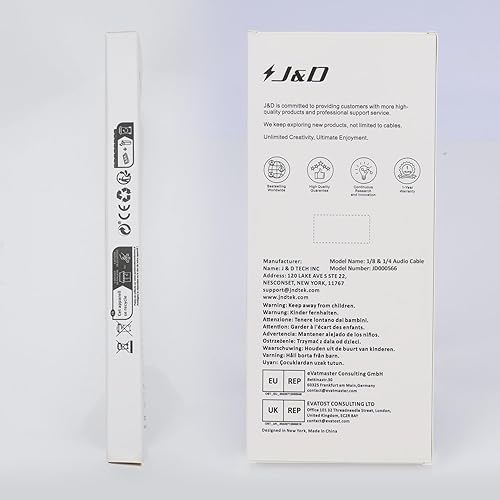 Miniatura 7 de J&D Cable de instrumento de guitarra de 0.250 in, carcasa de cobre chapado en oro, resistente 0.250 in 14 pulgadas, cable de audio mono TS con