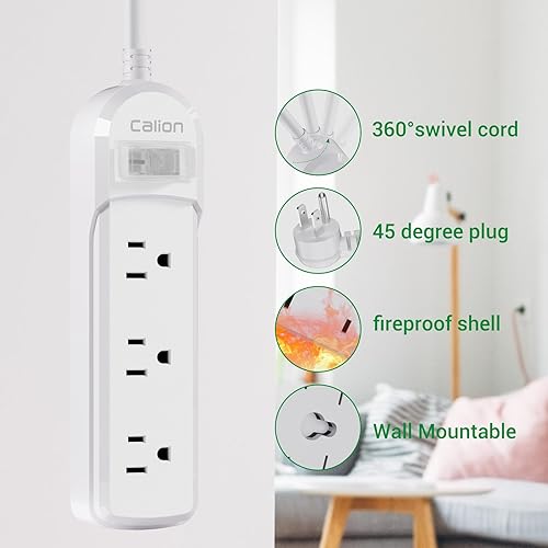 Miniatura 6 de Regleta de alimentación para exteriores, impermeable, IPX6, protector de sobretensiones con cable de extensión de 10 pies, 3 salidas amplias,
