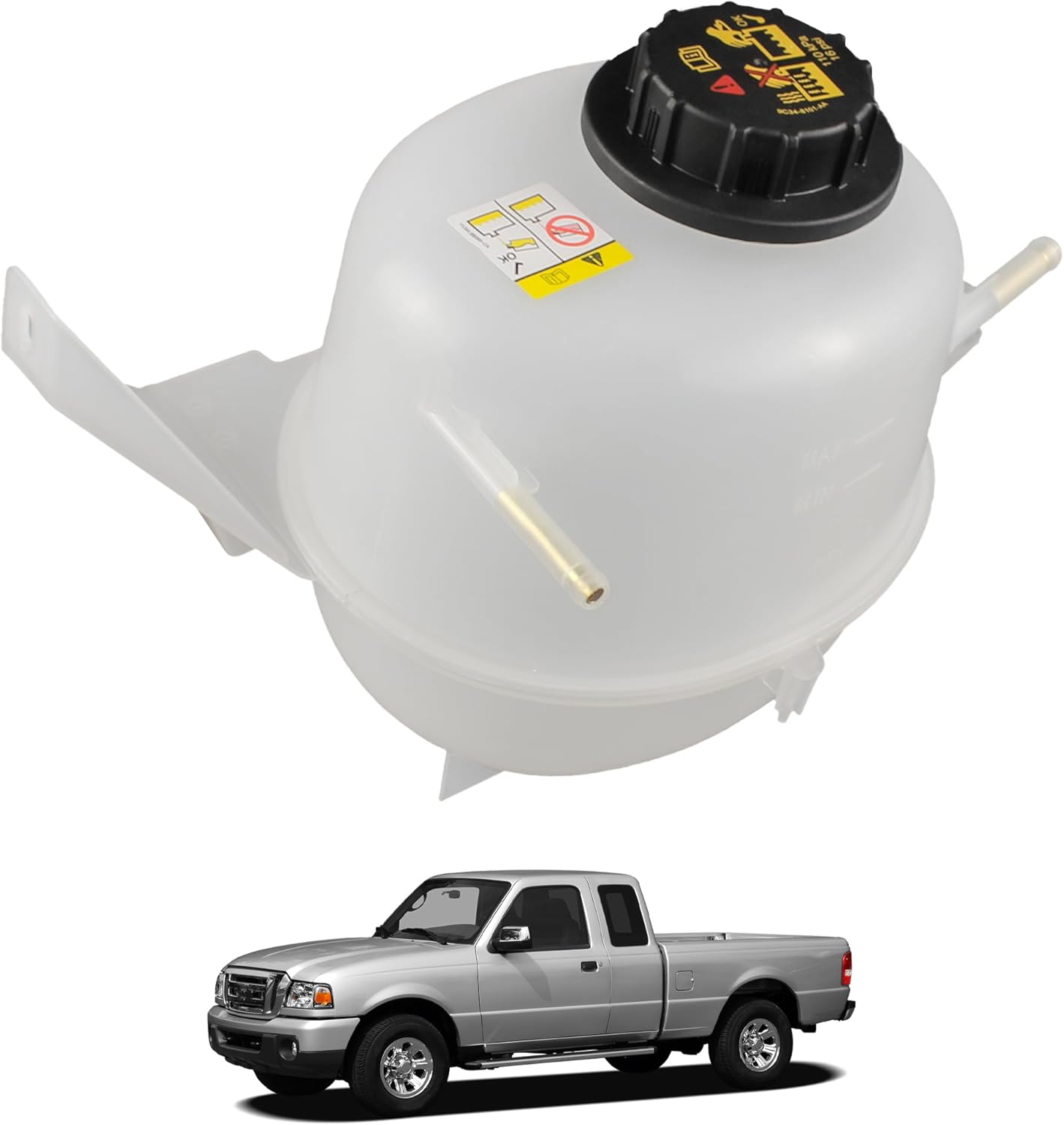 Engine Coolant Overflow Reservoir Expansion Tank With Cap Compatible With 2001-2011 Ford Ranger L4 2.3L Mazda B2300 L4 2.3L Replaces 603-091 1L5Z8A080AC 2L5Z8A080AA 9C3Z8101B 603091