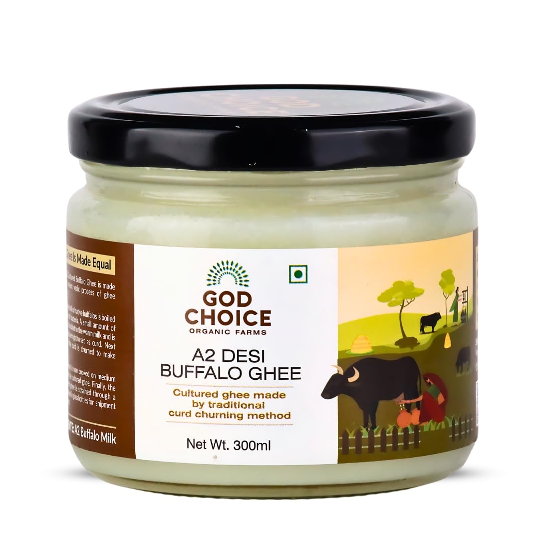 God Choice Organic Farms – A2 Buffalo Ghee | Cultured Desi Ghee | Curd Churned Ghee | Bilona Process | Pure Ghee (300 ML) (B0CPJGH7Z9) Amazon Price History, Amazon Price Tracker