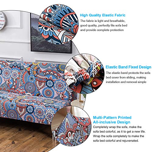 Livego Armless Futon Slipcovers Stretch Folding Sofa Bed Cover With Elastic Bottom, Printed Fitted Couch Cover Furniture Protector For Pets, Kids (Purple2) #TOP2