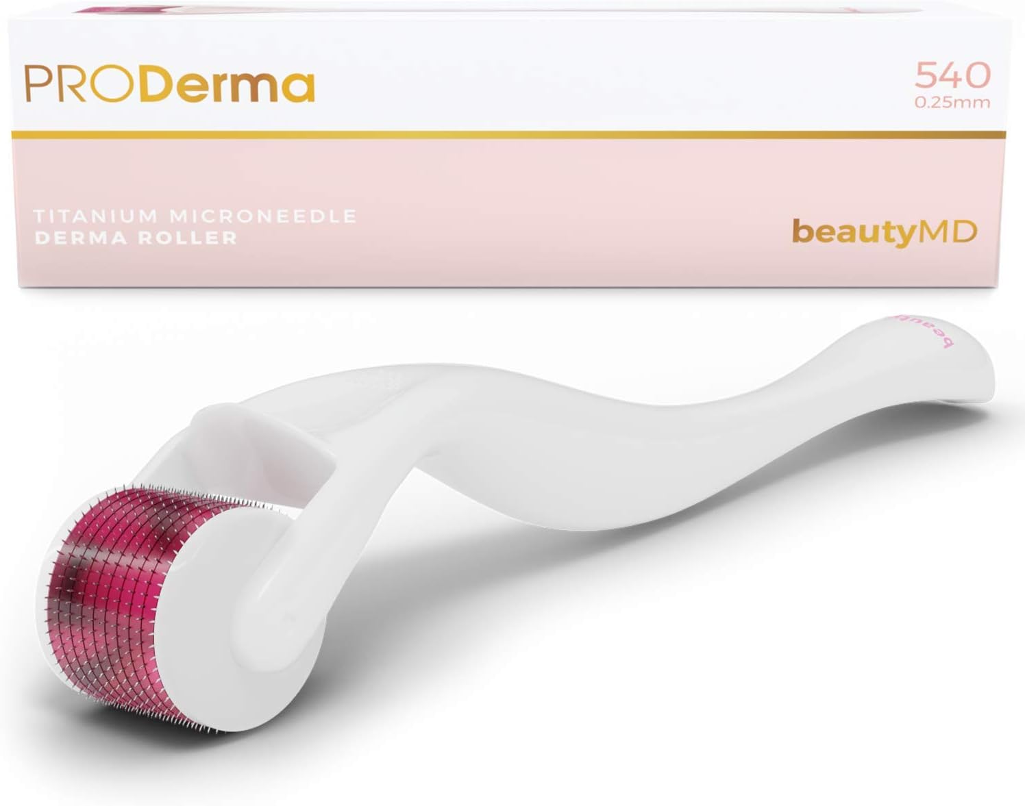 Pro Derma Roller Cosmetic Needling Instrument For Face, 540 Titanium Micro Needle 0.25mm - Includes Free Storage Case (1 Roller)