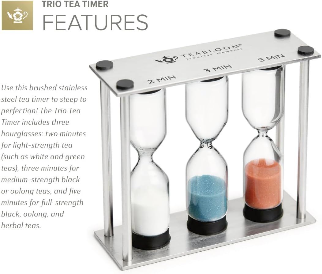 Teabloom Tea Timer - 2 Minutes for Light-Strength White/Green Teas, 3 Minutes for Medium-Strength Black/Oolong Teas, and 5 Minutes for Full-Strength Black/Oolong/Herbal Teas - Image 5