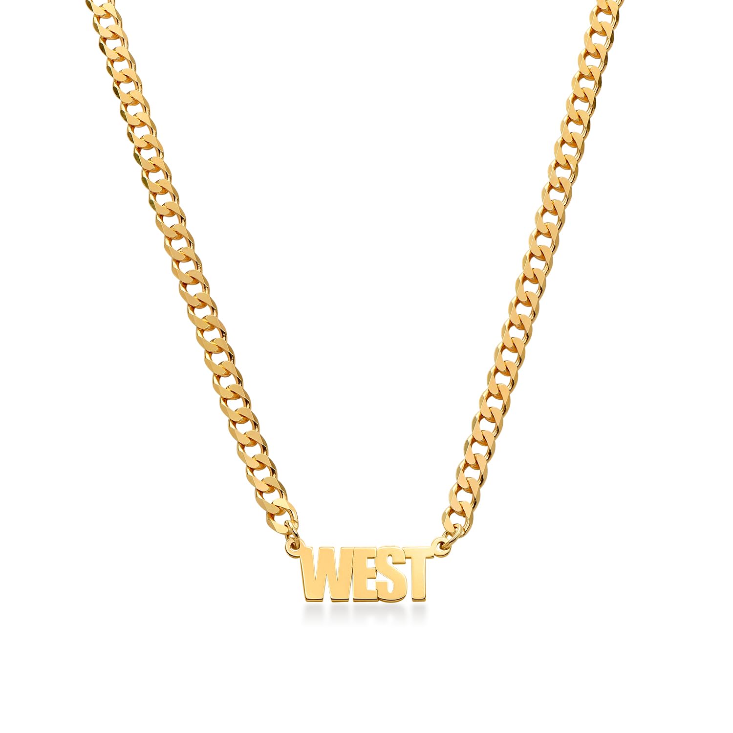 Sett&Co - Personalized Unisex 5mm Cuban Chain Name Necklace - Custom Your Own - Sterling Silver 0.925, Gold Plating - Designer Jewelry For Him, Men - Dainty Minimalistic Gift For Father's Day,