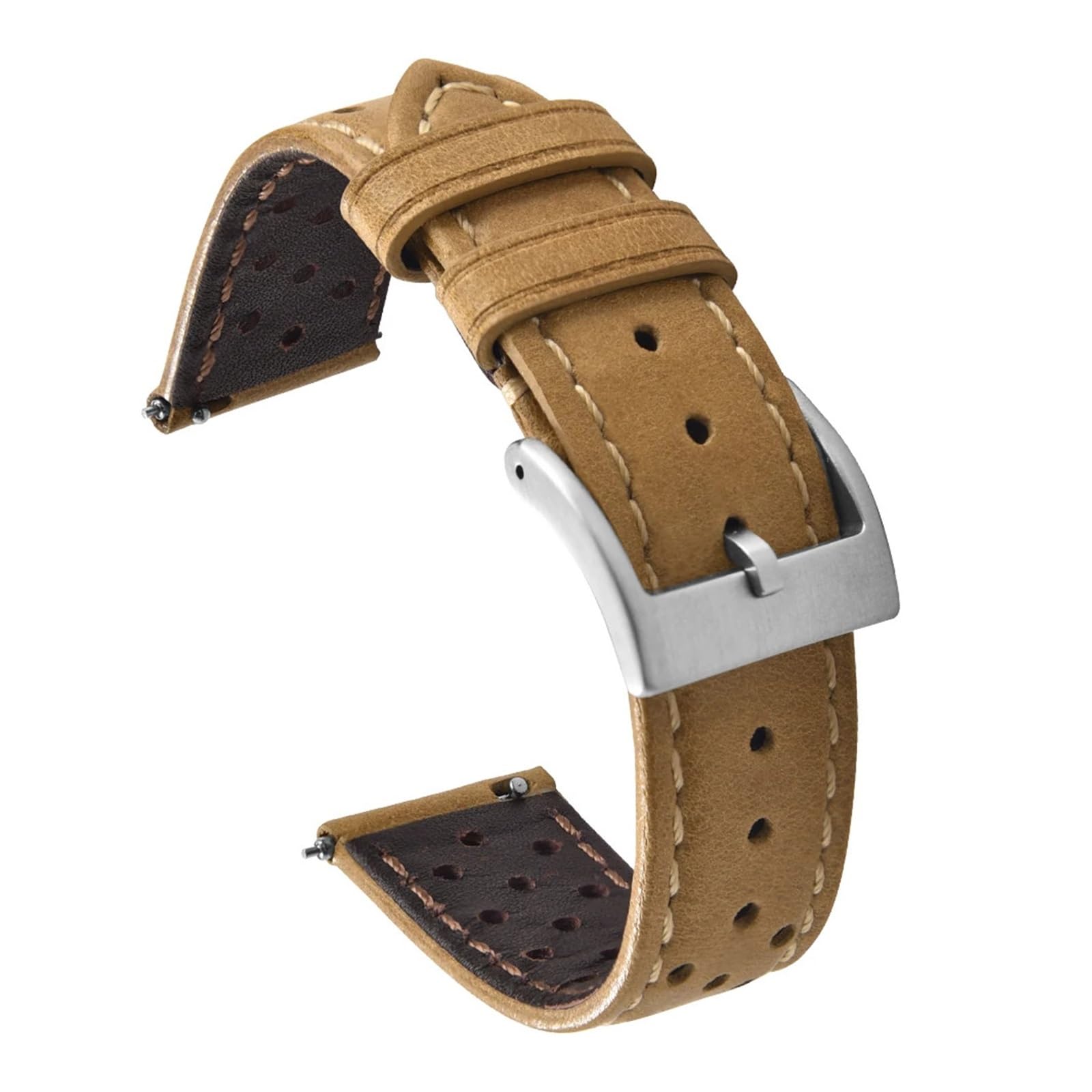 Cinturino per orologio in pelle traspirante traforata 18/20/22mm cinturino a sgancio rapido cinturino nero marrone kaki per uomo donna