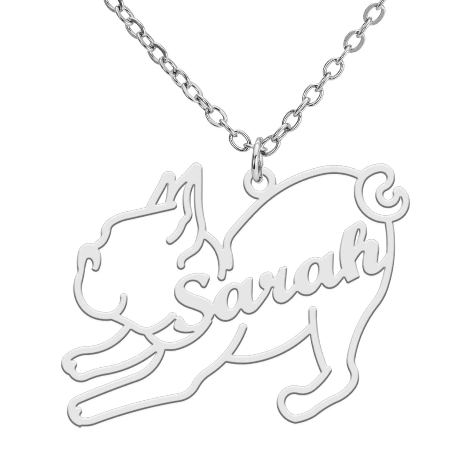 Zierliche individuelle Hundenamen-Halskette, individueller Tiernamen-Anhänger, Dackel, Pudel, Labrador, Deutscher Schäferhund, personalisierter Haustier-Gedenkschmuck